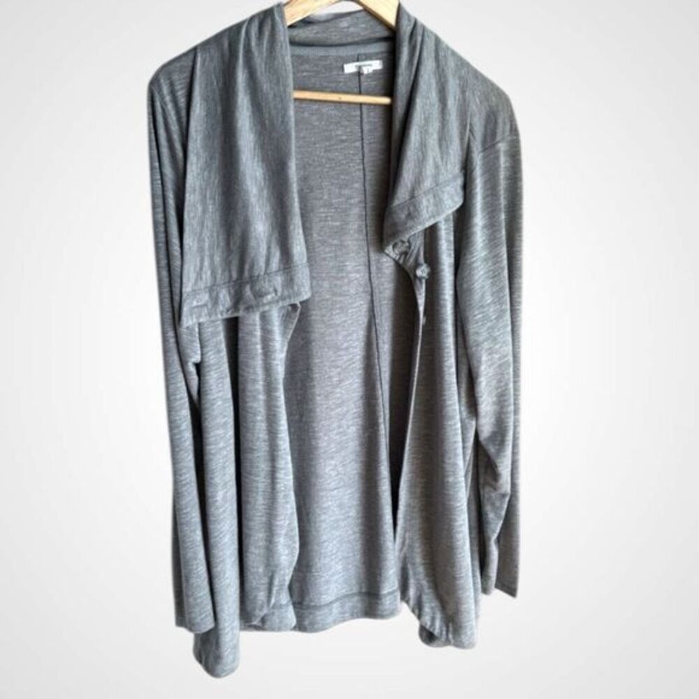 Maurices Womens Draped Button Shawl Cardigan Oversized 1X Gray Soft Cozy Minimal